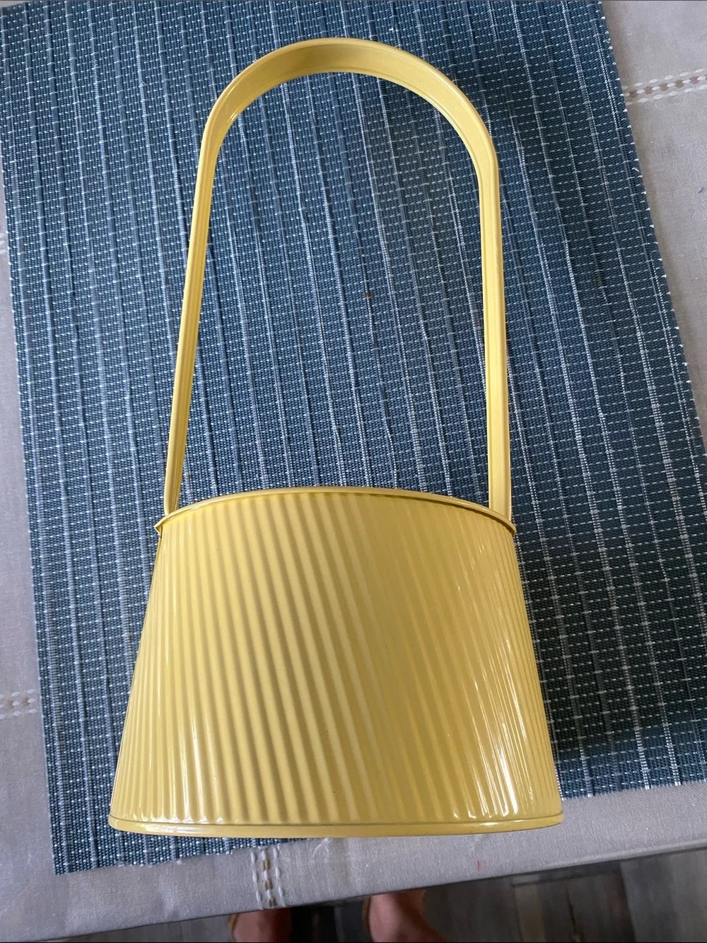 Yellow Metal Hanging Basket with Handle